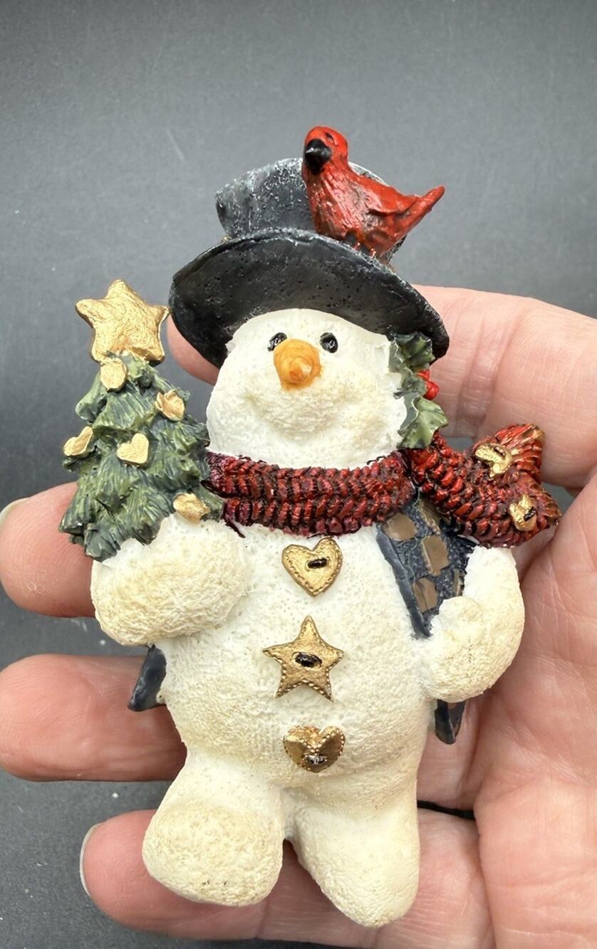 Boyds Bears Windy With Tree Snowman Resin Ornament Christmas Winter EUC -LO27